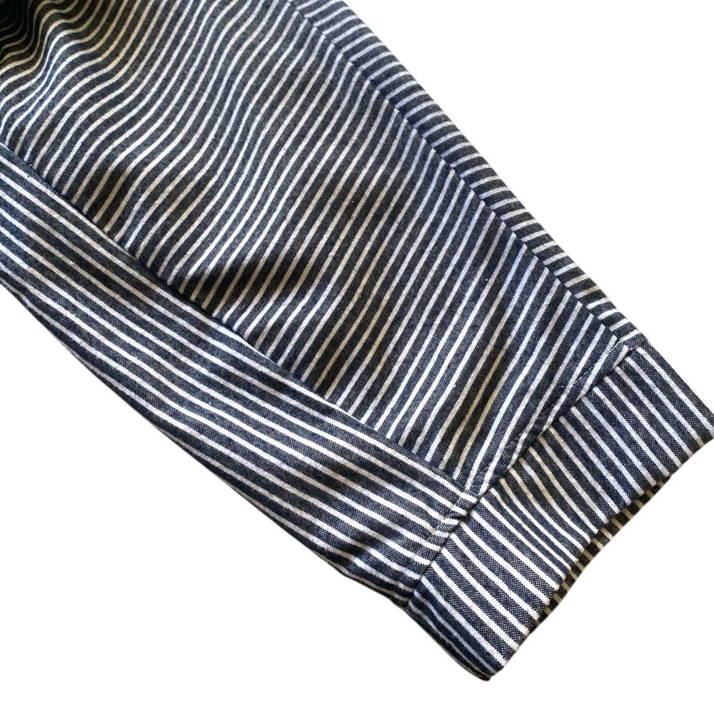 Hooded Denim Jacket Geometric Striped - Picture 9 of 15
